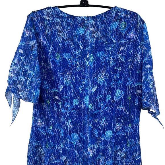 T Tahari Blue Floral Ruffled Cold Shoulder Dress NWT - Picture 13 of 16